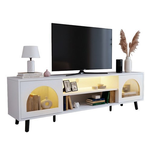 White 160cm stand - white, door