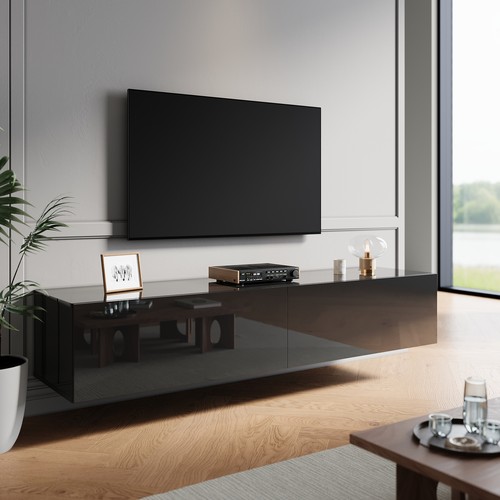 Black high gloss wall floating - high,