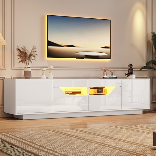 White stand with led - white, tv